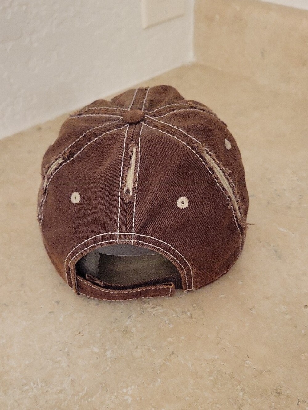 Distressed Brown Men's Washed Baseball Cap - Picture 4 of 6